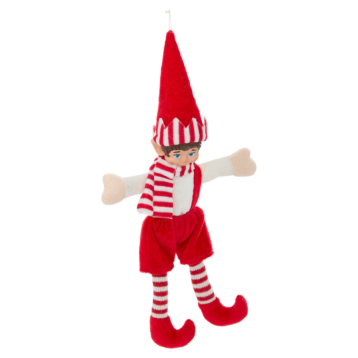 Figura Elfo com gorro de riscas 30cm