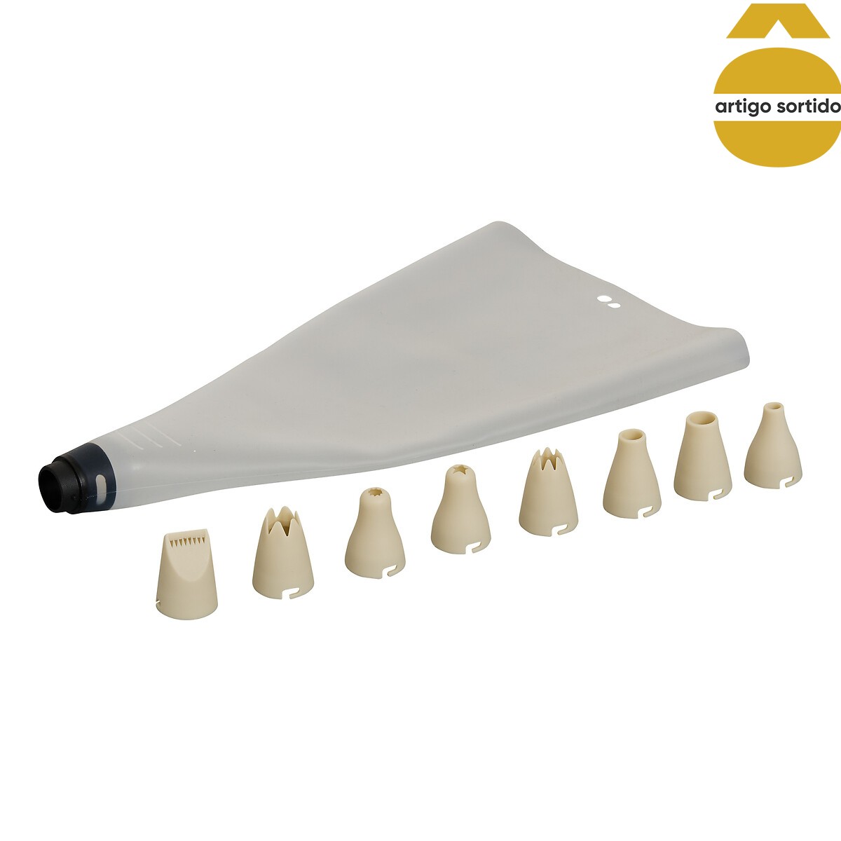 Saco pasteleiro com 8 bicos em silicone