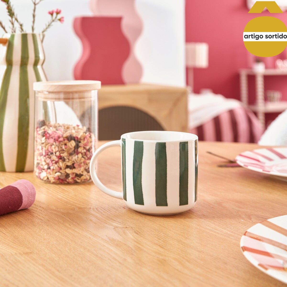 Caneca CHERI multicolor em porcelana 34cl