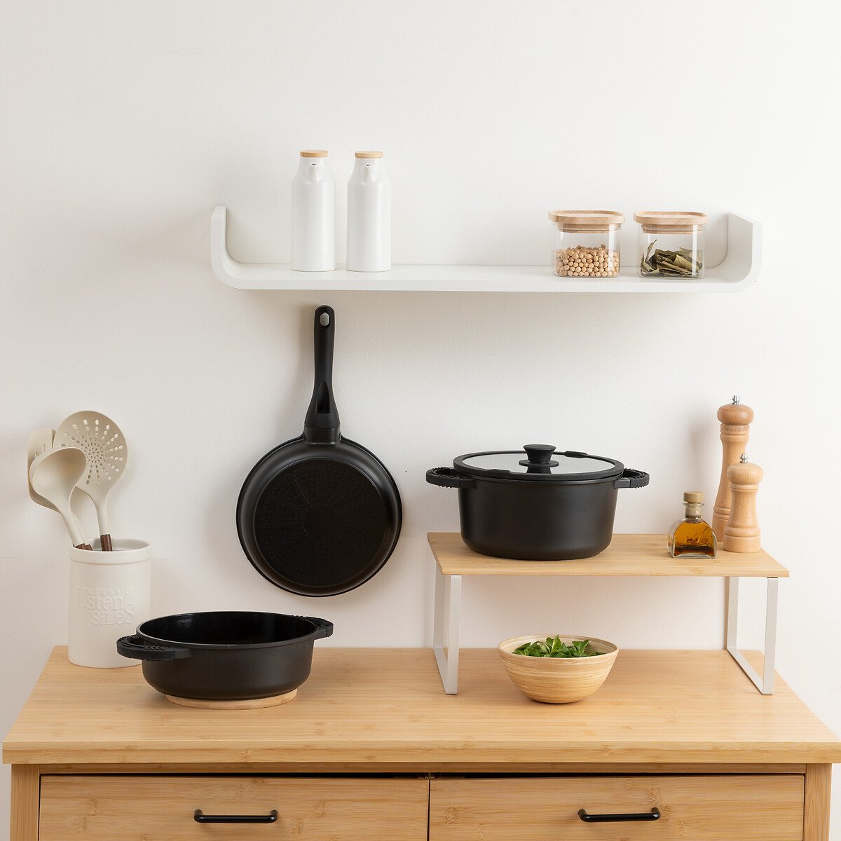 Trem de cozinha 3 pe&ccedil;as preto 24cm