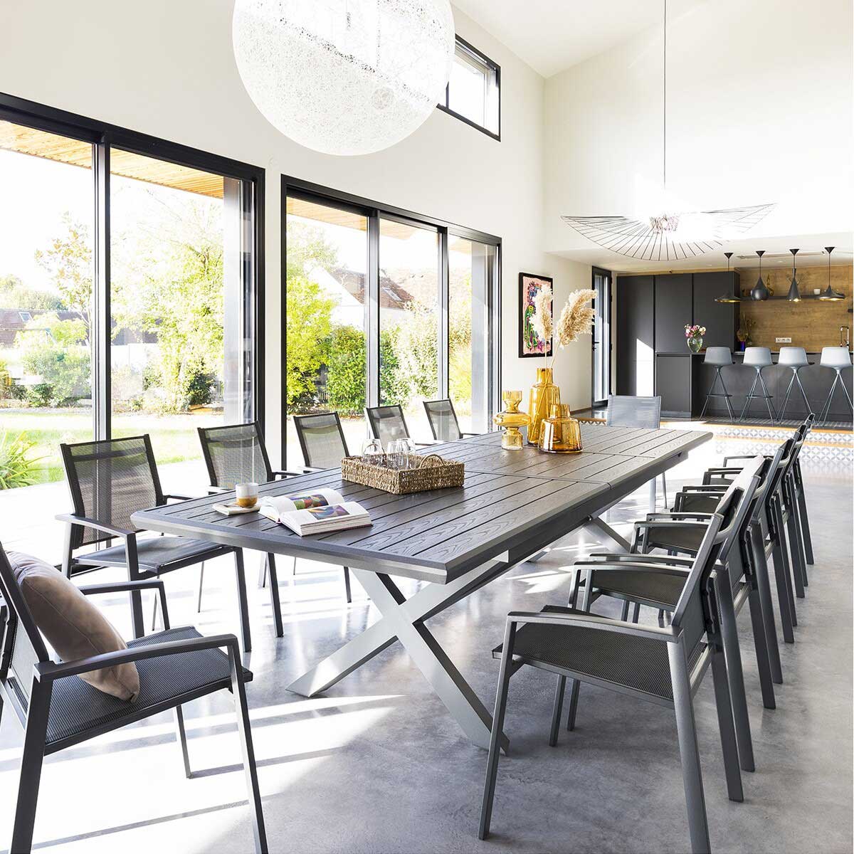 Mesa extensível AXIOME cinza ardósia 250-330cm