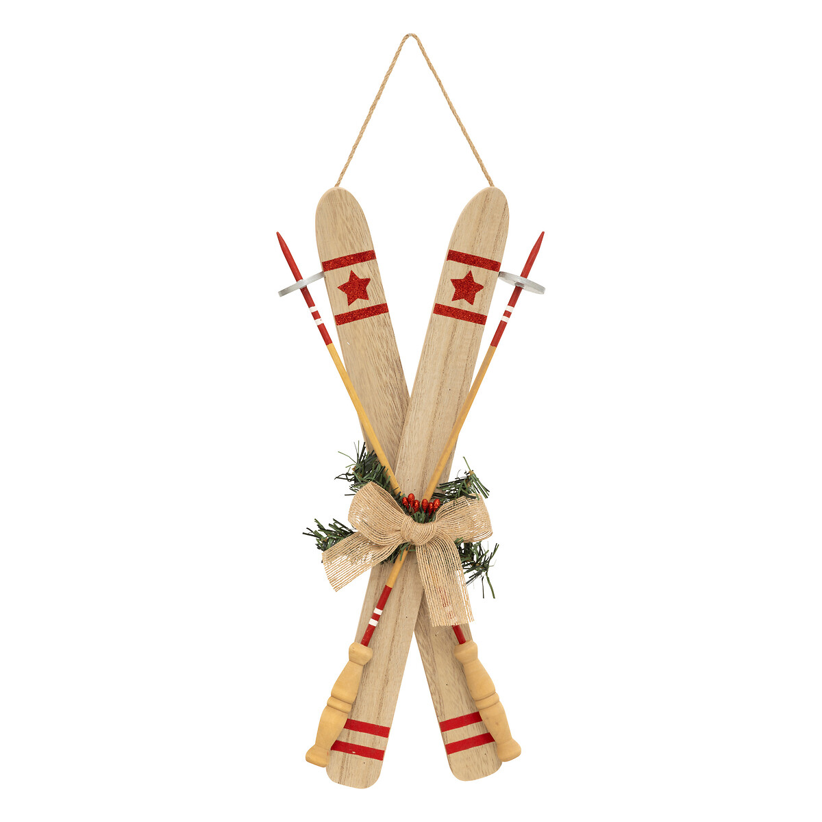 Pendurante ski com laço de juta 45cm,  Pendurante ski com laço de juta 45cm