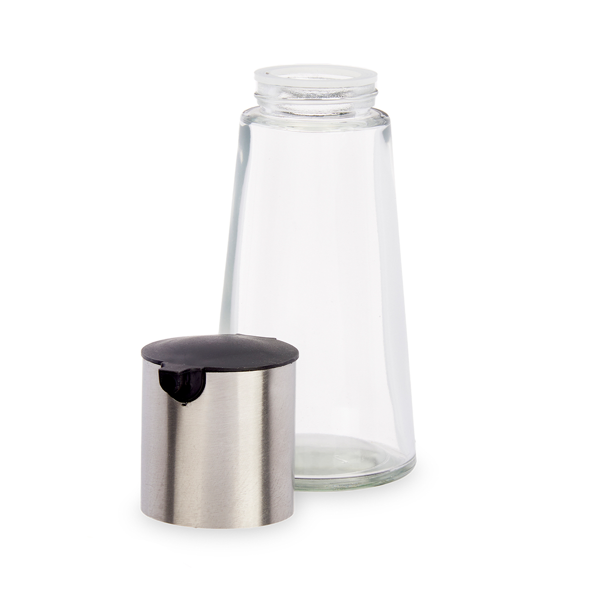 Galheteiro de vidro com tampa em metal antigota