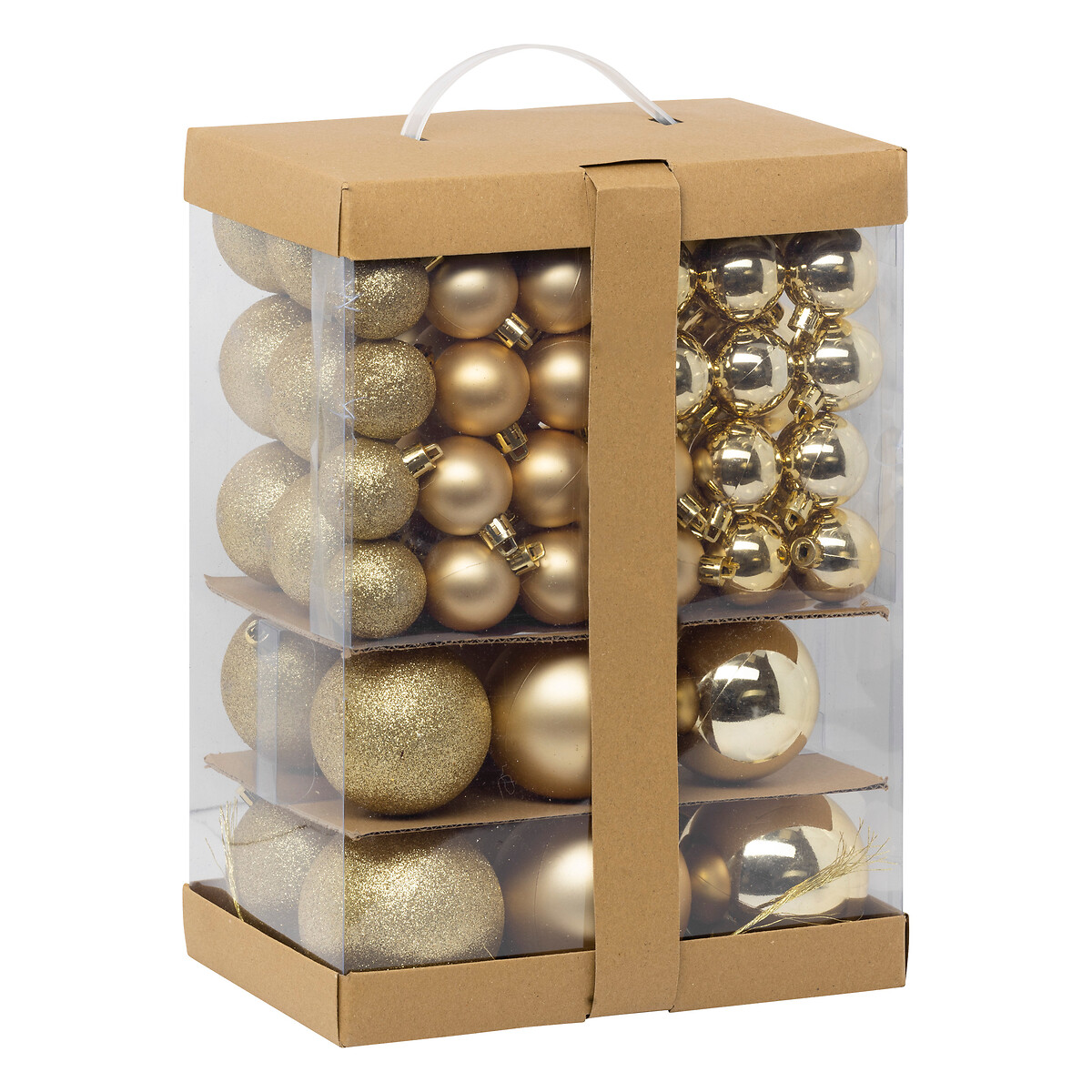 Conjunto de 60 bolas de natal dourado mate e brilhante 8cm