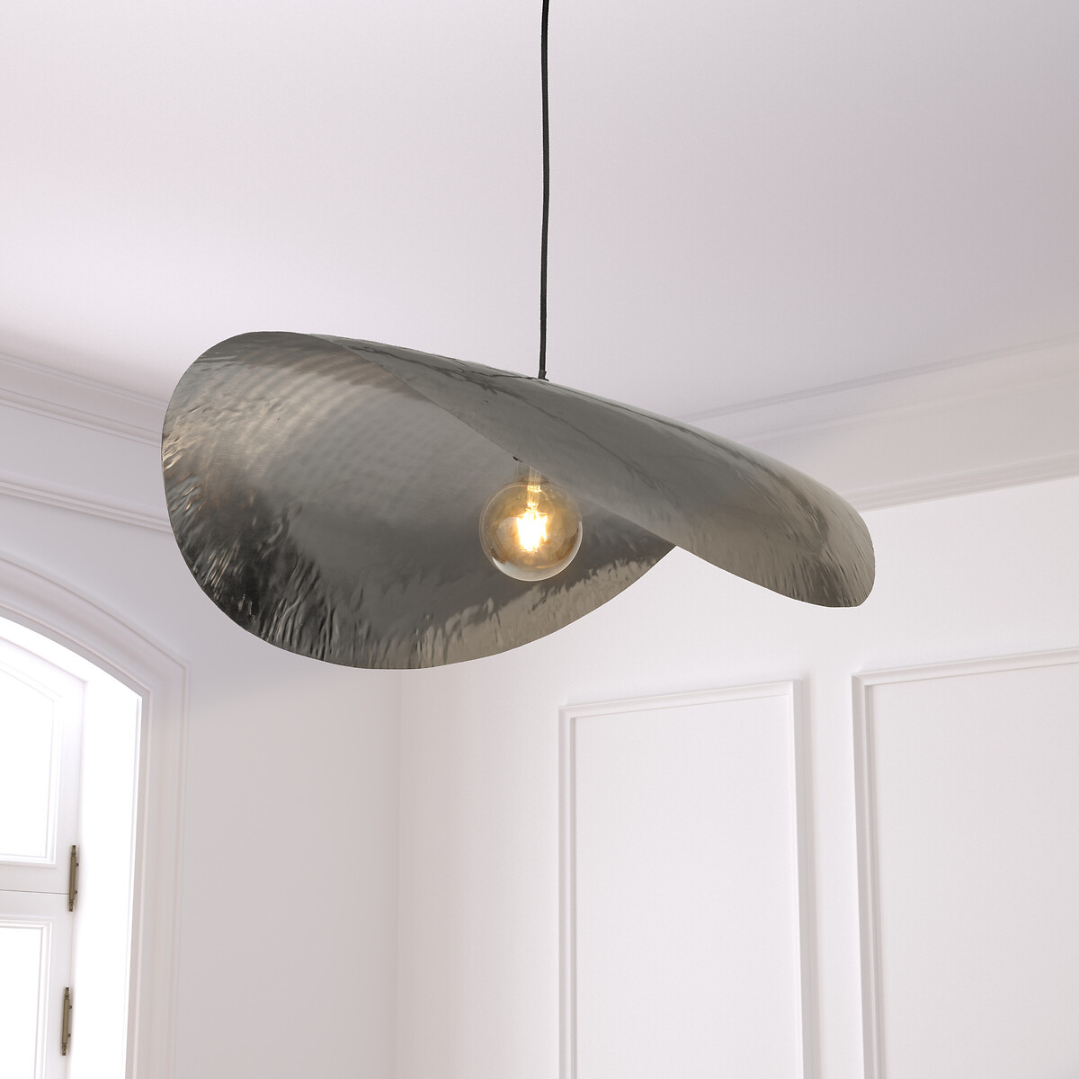 Candeeiro de teto ARLO prateado em metal 128cm