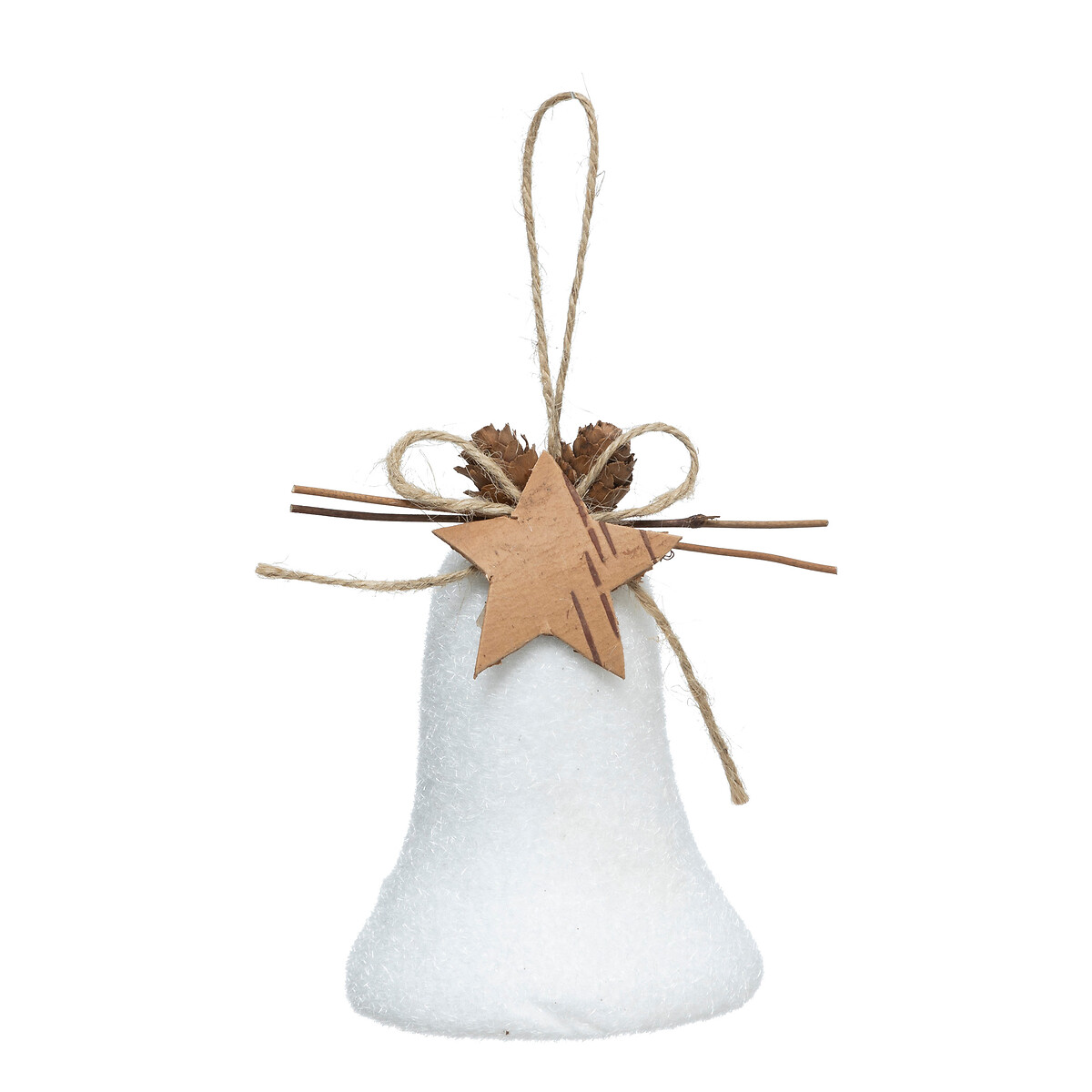 Pendurante de sino com neve e estrelas 7x10cm