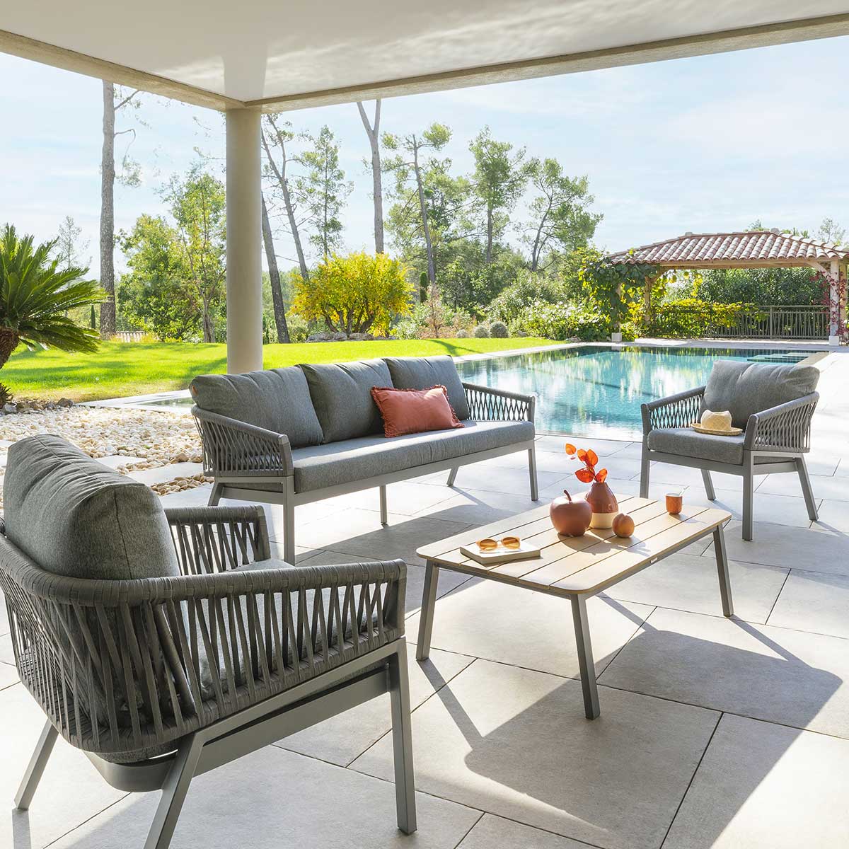 Conjunto de jardim ORIENGO cinza escuro