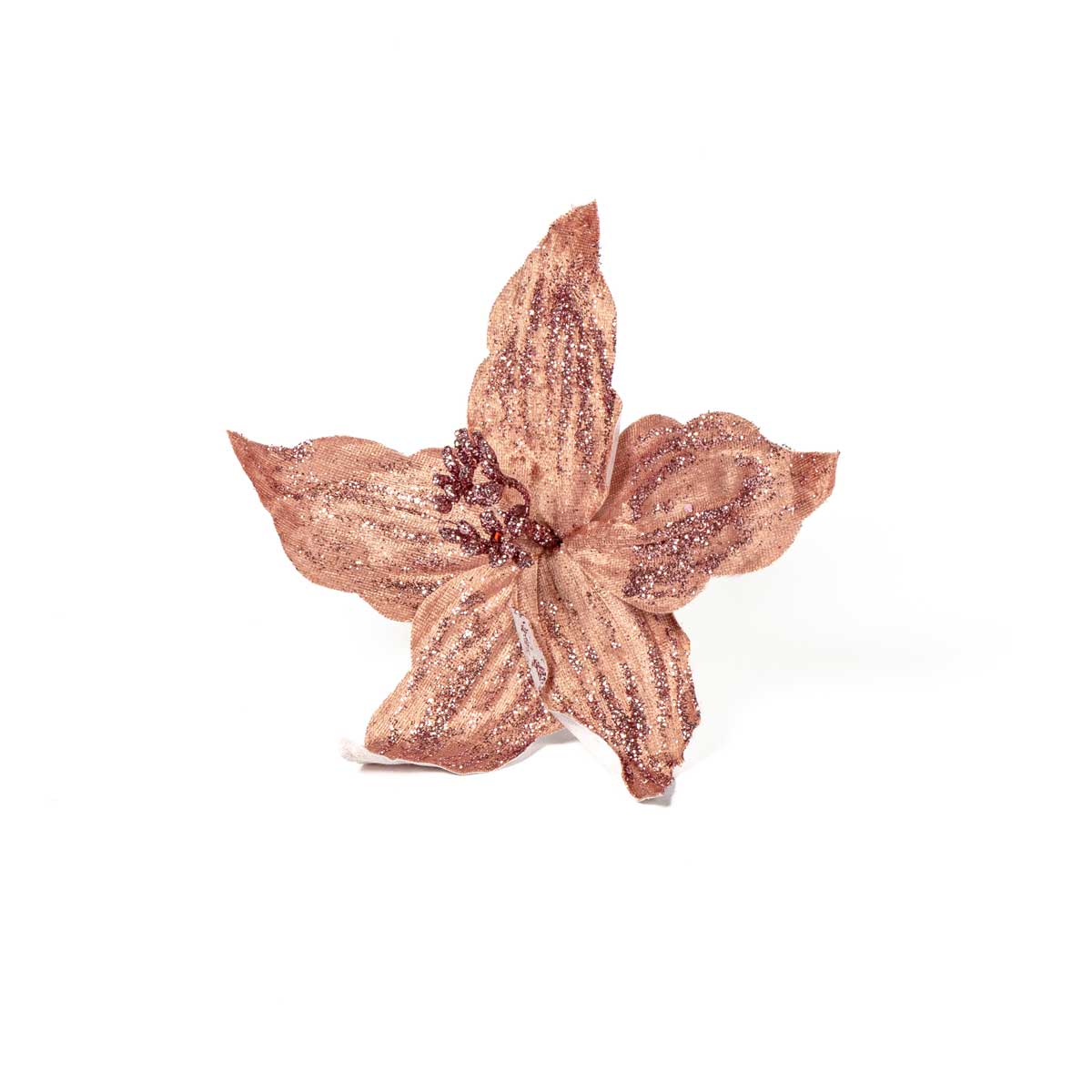 Haste poinsétia rosa com glitter 25cm,  Haste poinsétia rosa com glitter 25cm