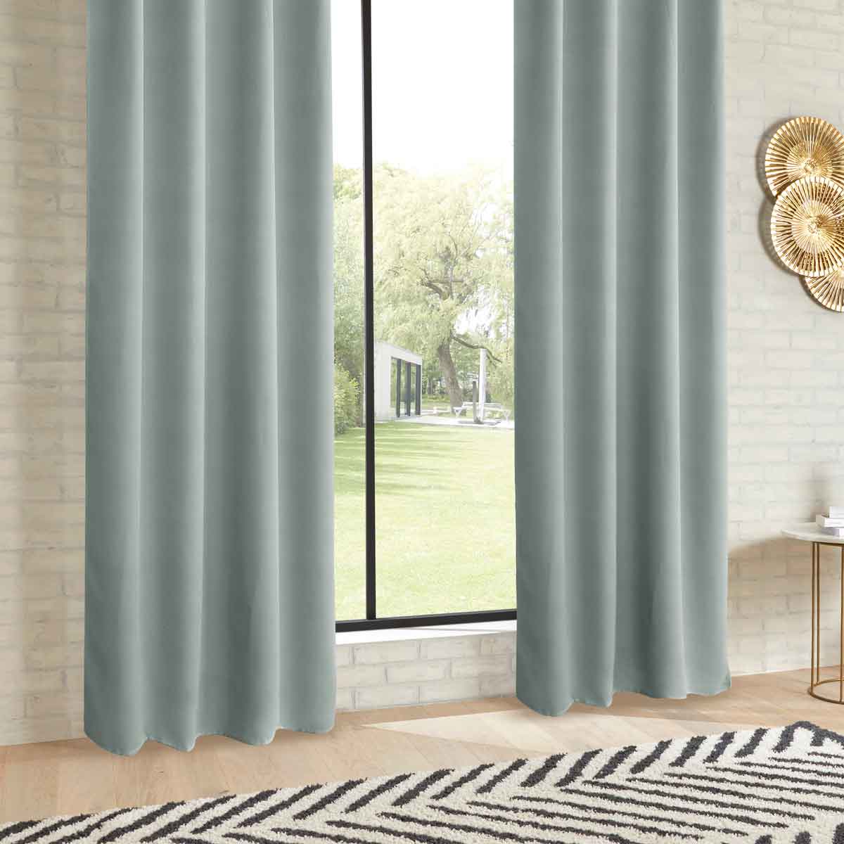 Cortina opaca verde celadón 140x260cm