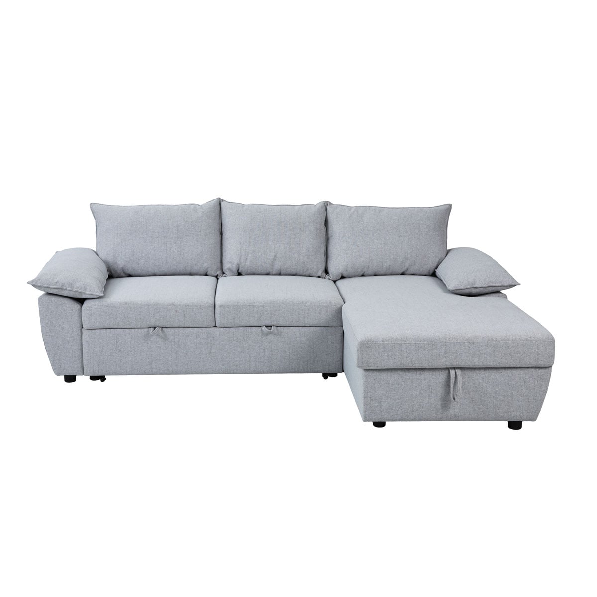 Sof&aacute; cama com chaise longue COLMAR cinza