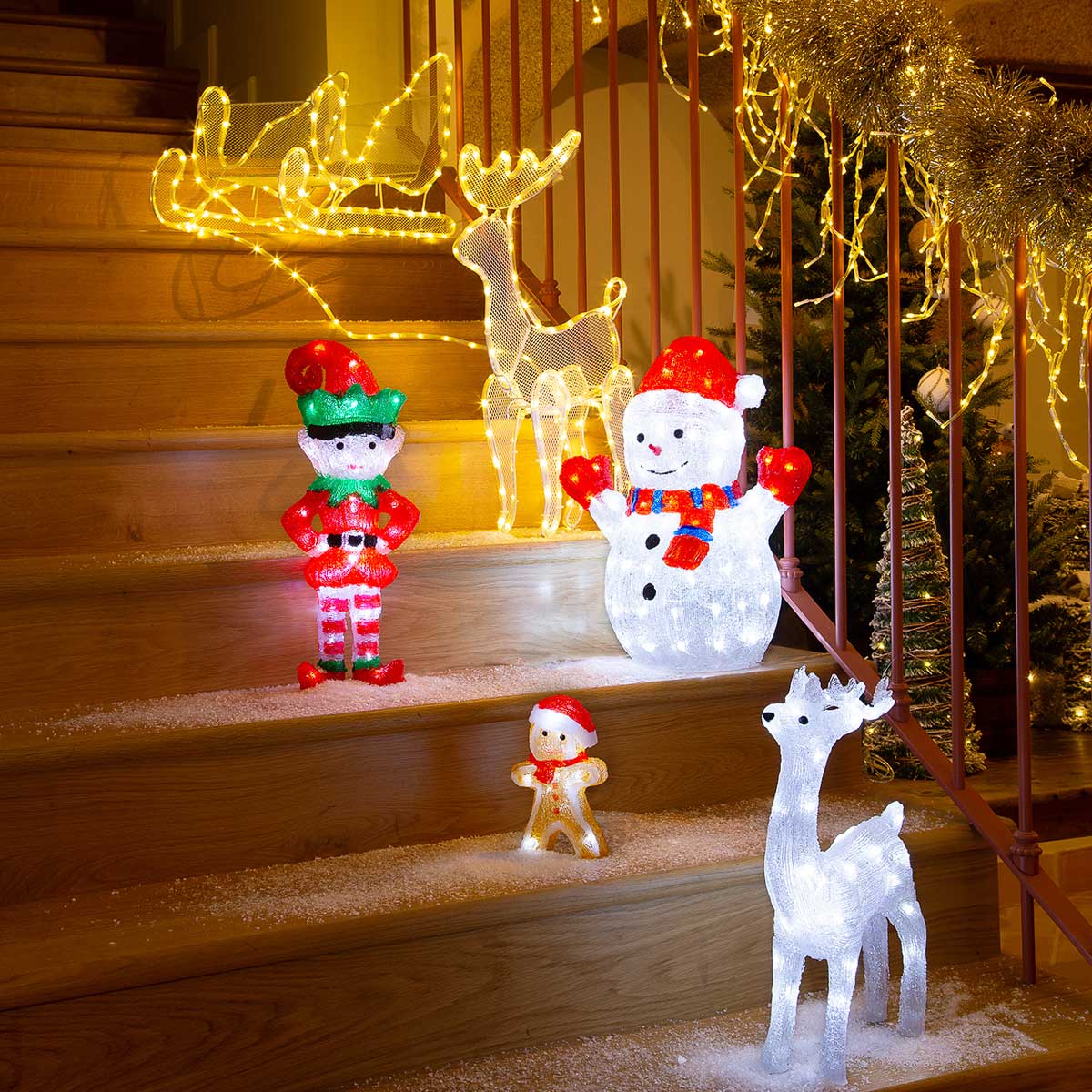 Rena branca com leds 45cm