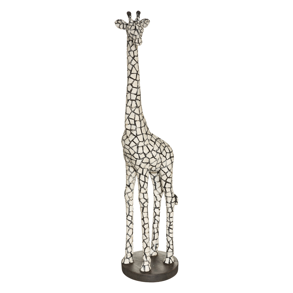 Estátua girafa preto e branco 89cm,  Estátua girafa preto e branco 89cm