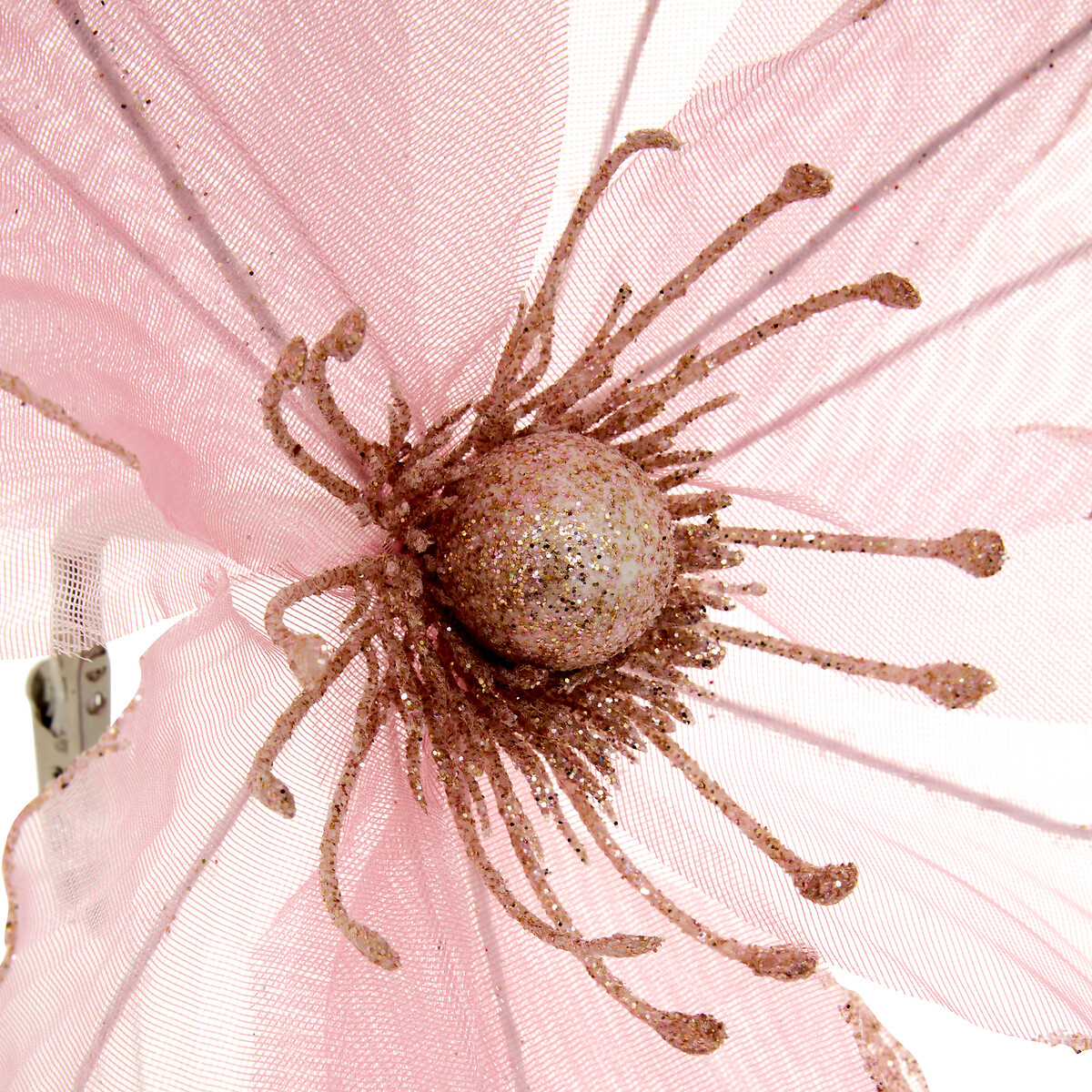 Flor magn&oacute;lia brilhante rosa com pin&ccedil;a 24cm