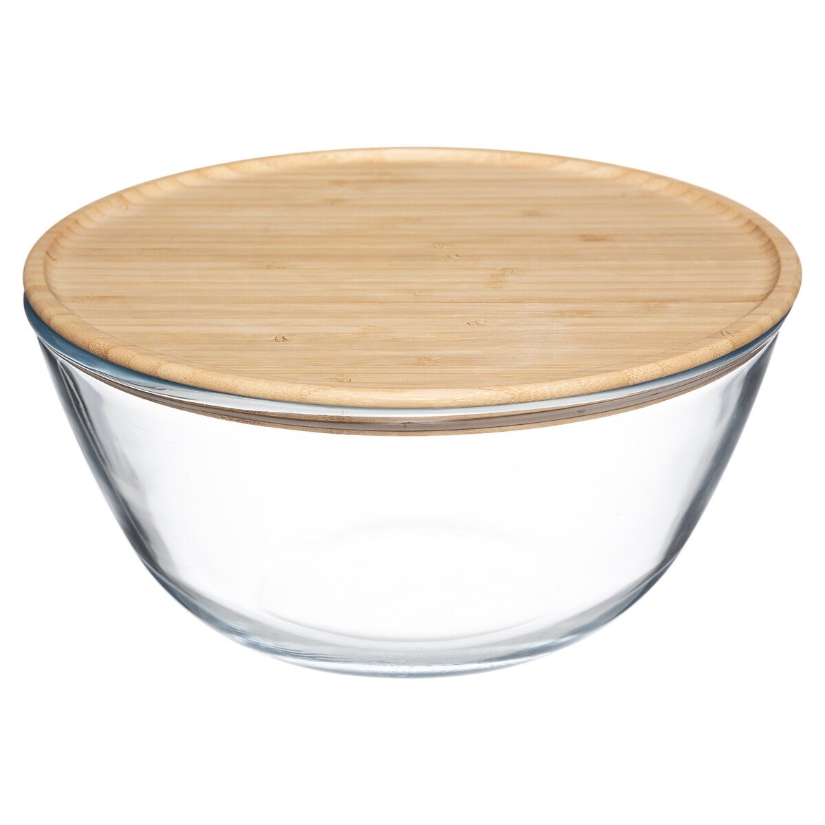 Saladeira em vidro 2,5l com tampa bambu