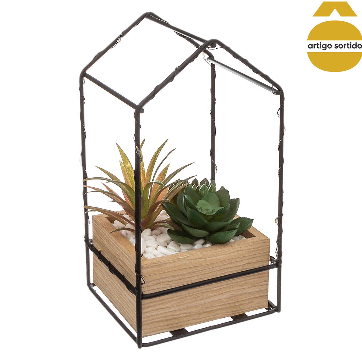 Vaso com casa led com planta