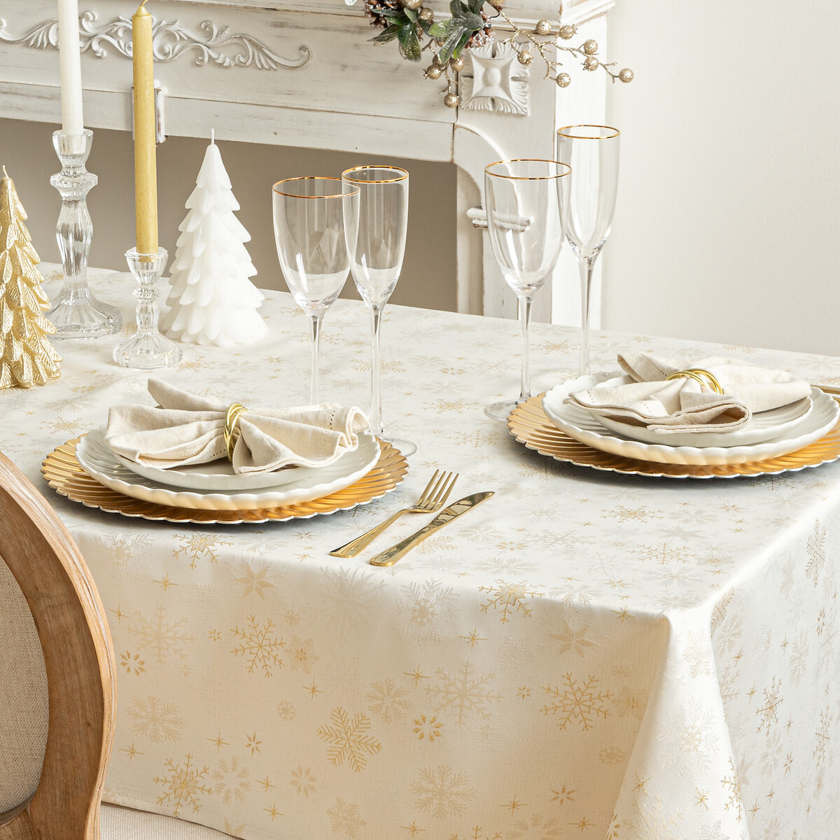 Toalha de mesa dourado com estrelas 140x240cm