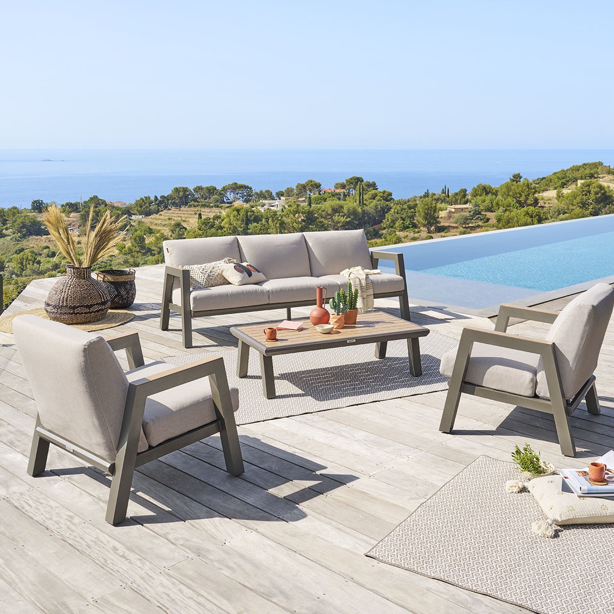 Conjunto de jardim AXIOME pralin&eacute; bege 5 lugares