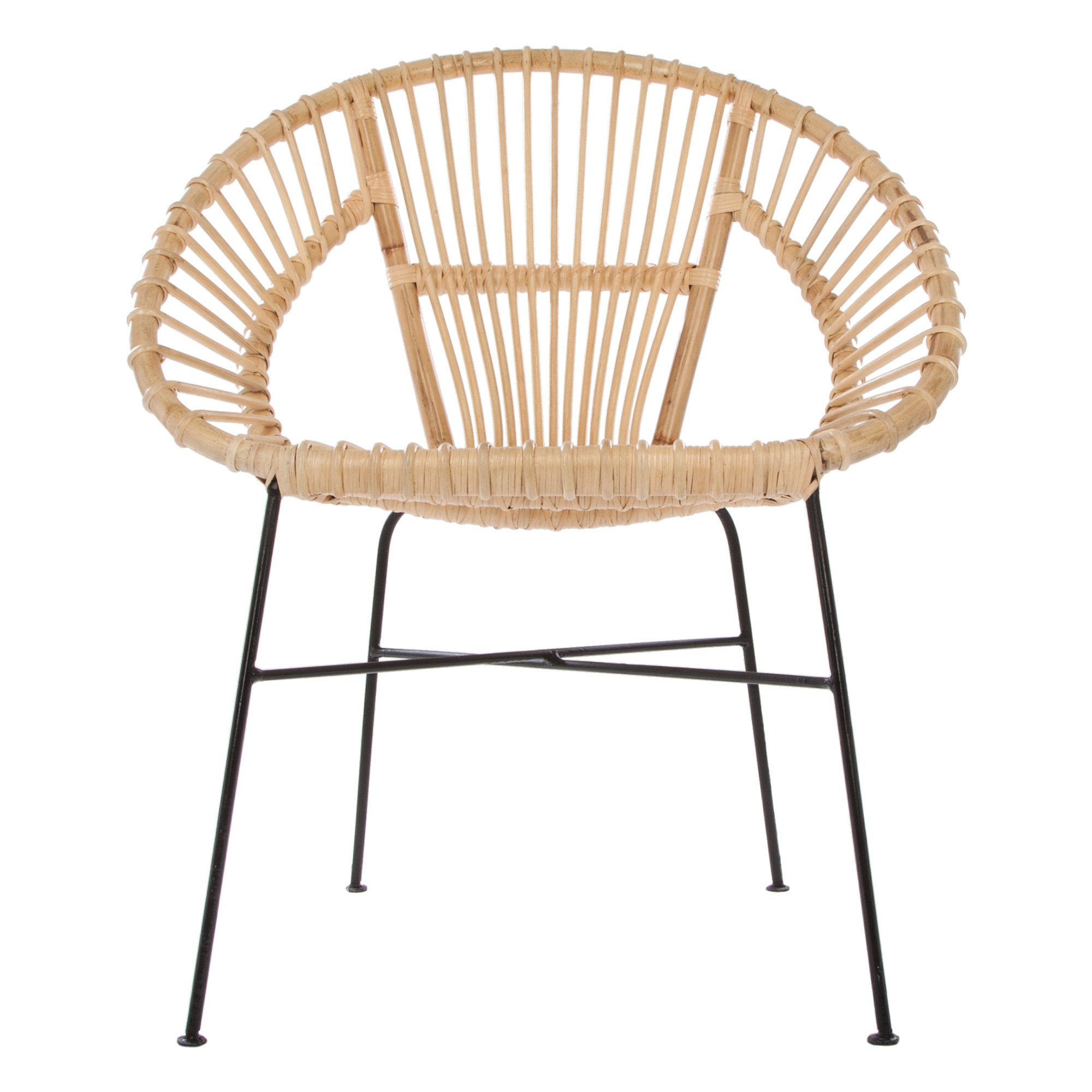 Cadeira Em Rattan Cor Natural E Metal