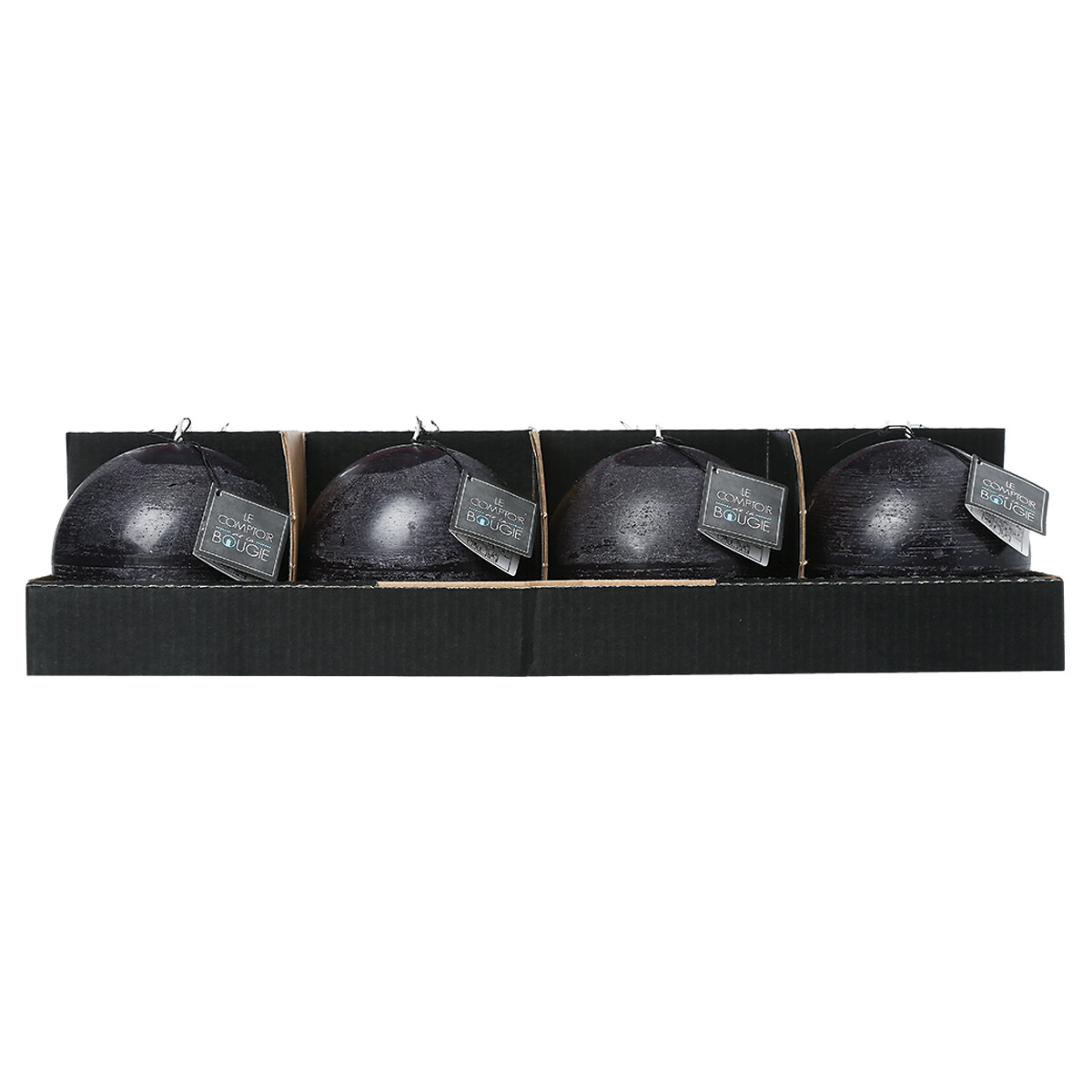 Vela Bola R&uacute;stica Preta 10cm
