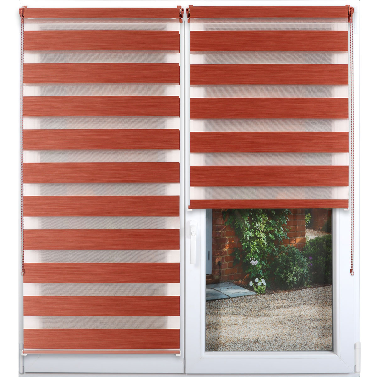 Estore em tecido transl&uacute;cido terracota 117x180cm