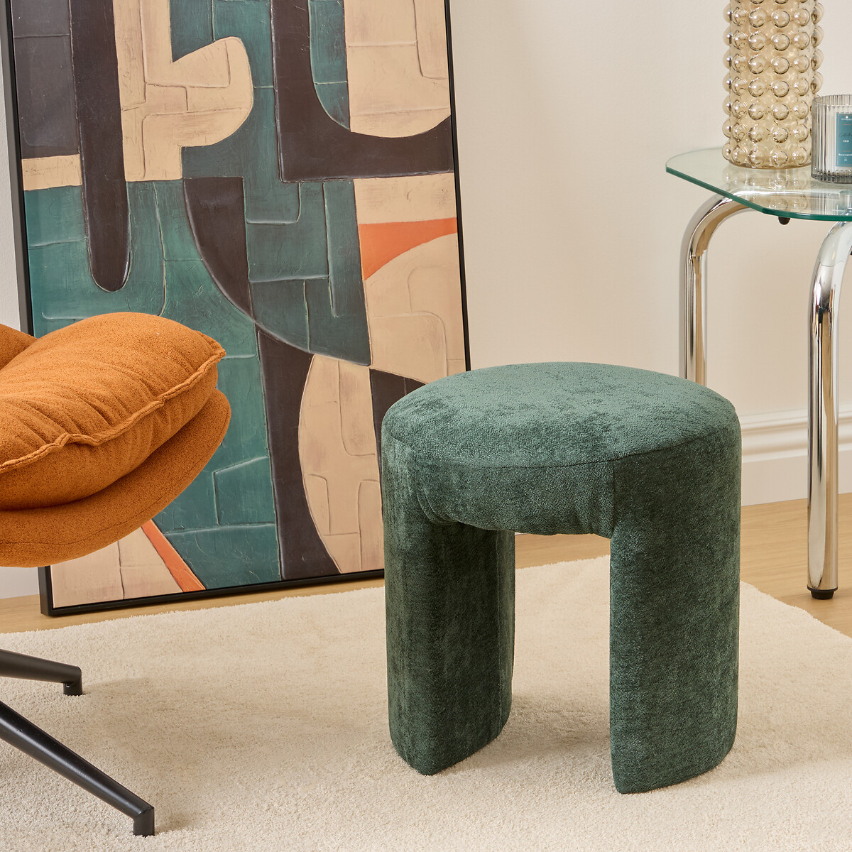 Pufe JIN verde escuro em mdf 38x38x38cm
