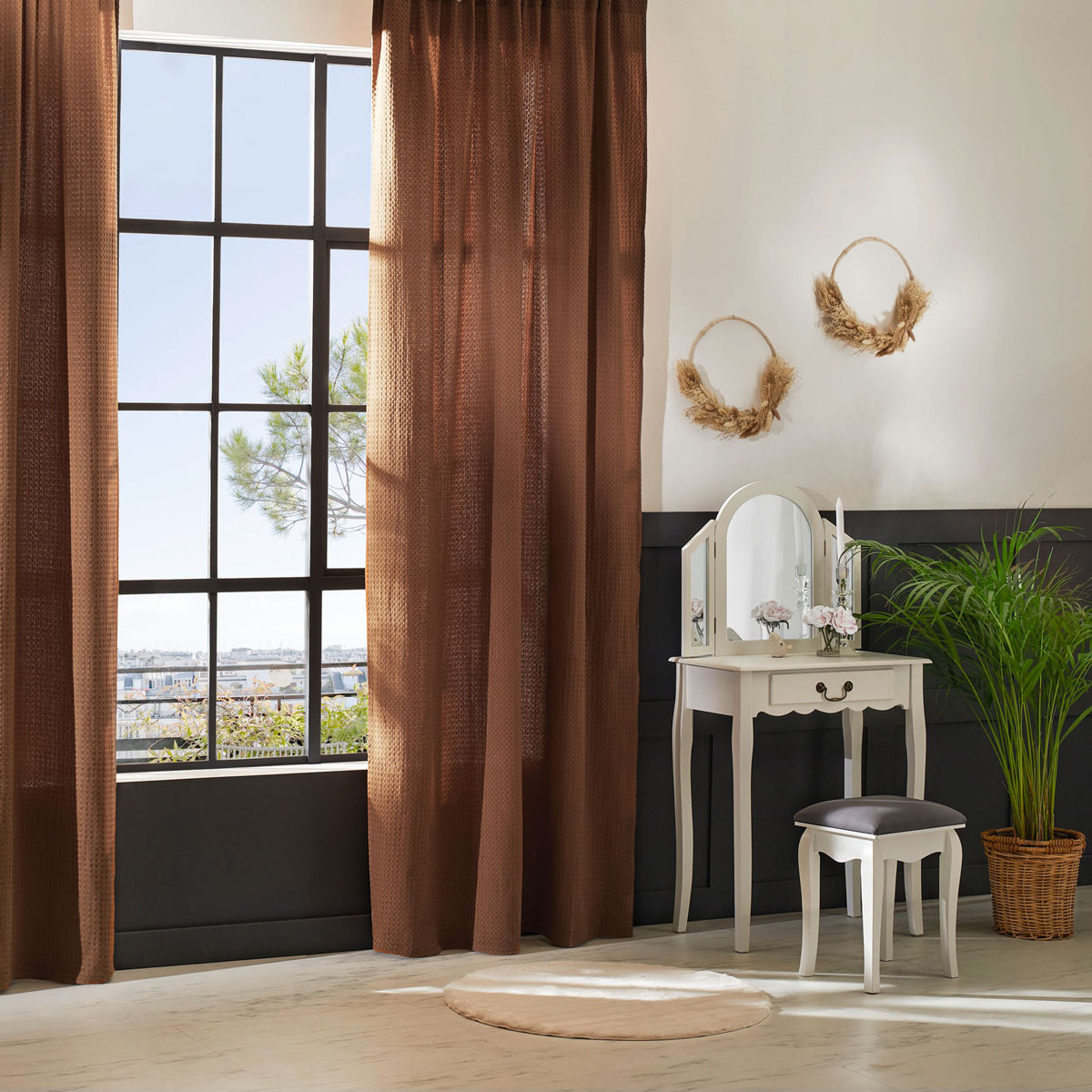 Cortina THE FLORAL waffle terracota 130x260cm