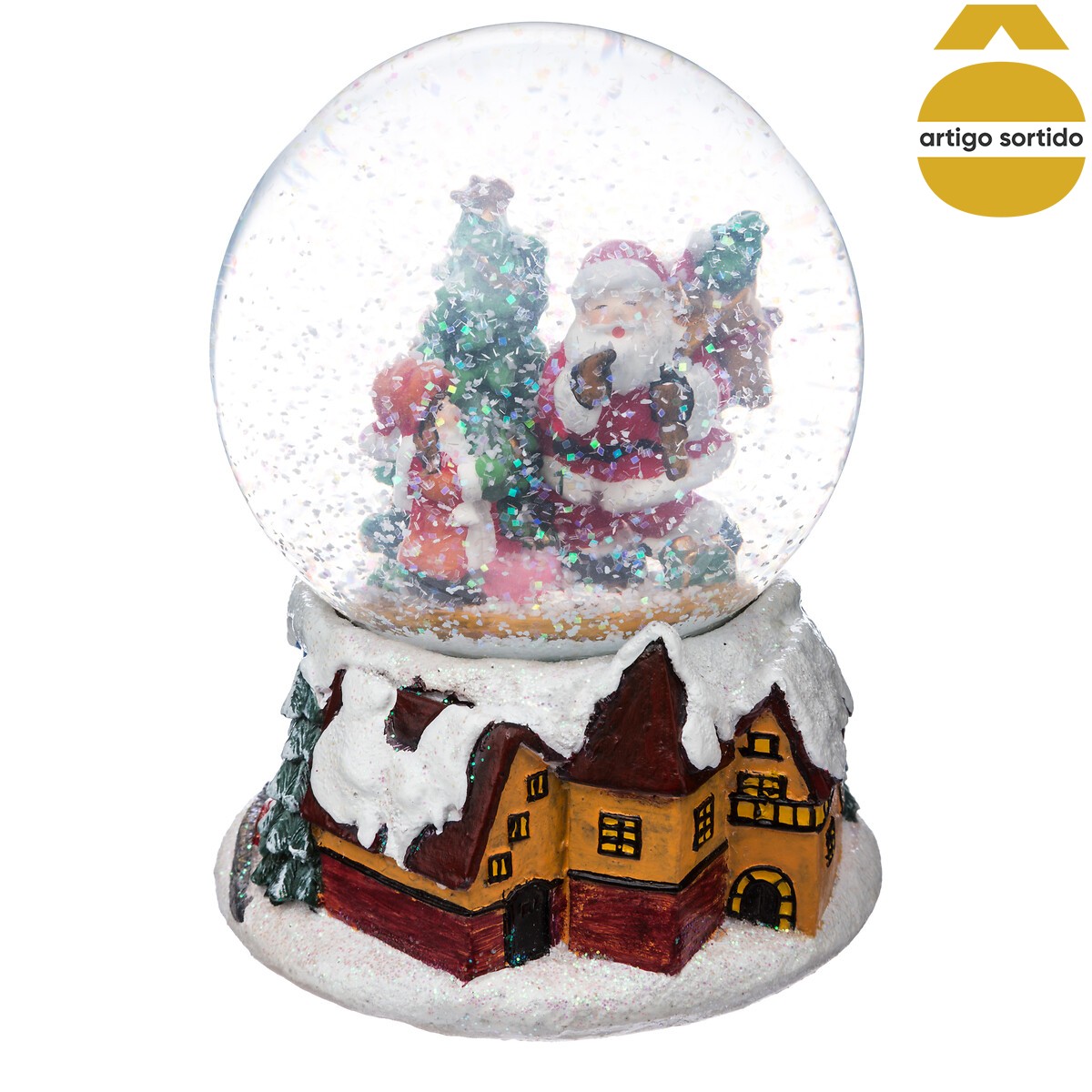 Globo natalício musical com neve