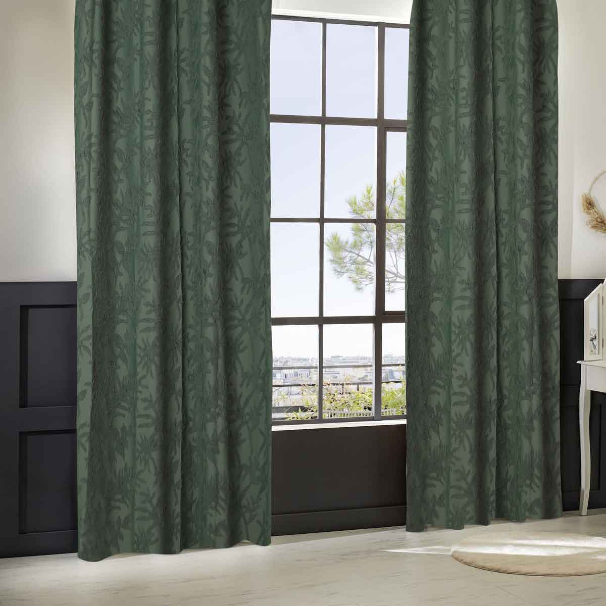 Cortina jacquard WILLOW verde caqui 135x260cm