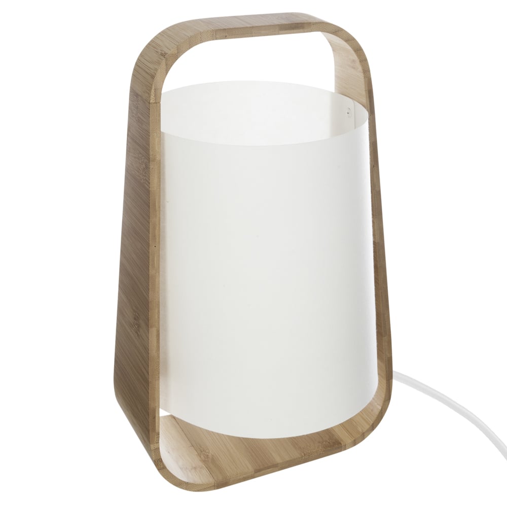 Candeeiro de mesa branco em bambu