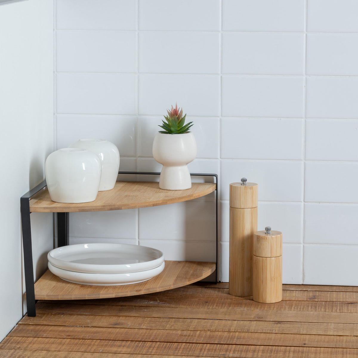 Prateleira de canto com 2 níveis ORDERA bege