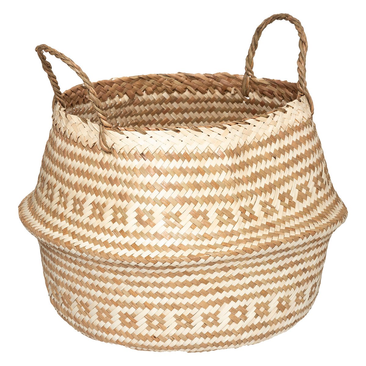 Cesto decorativo branco e bege 30x35cm
