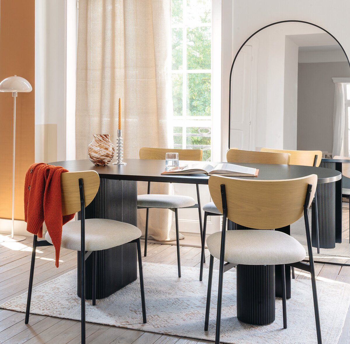 Espelho de parede ALICE preto em metal 177cm