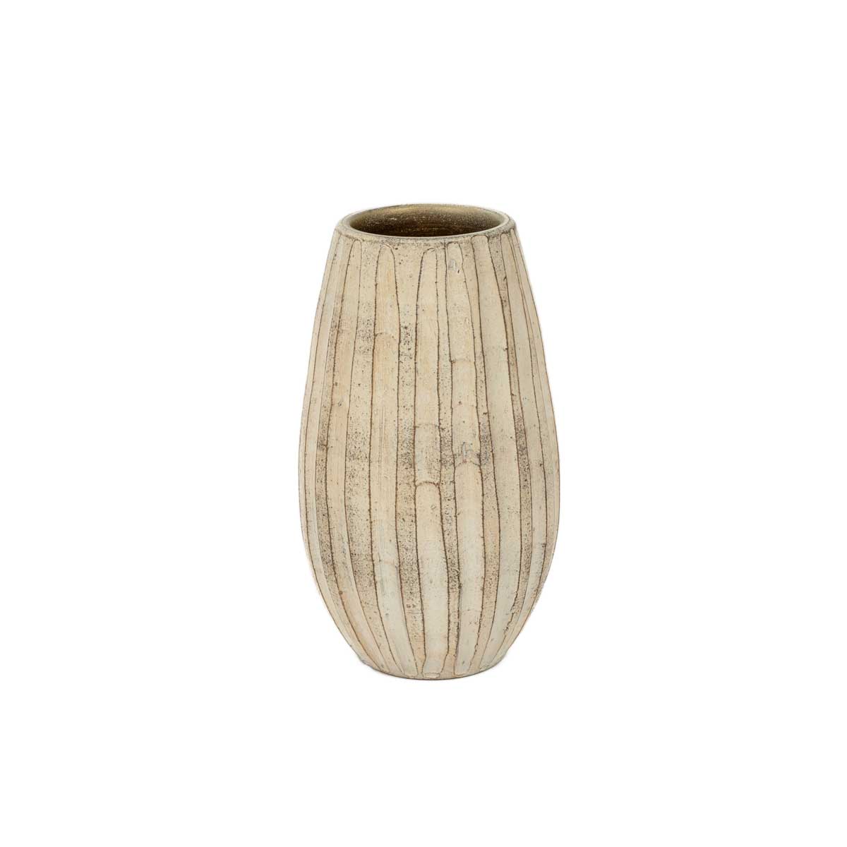 Jarra de cerâmica choupo riscada cinza 30cm