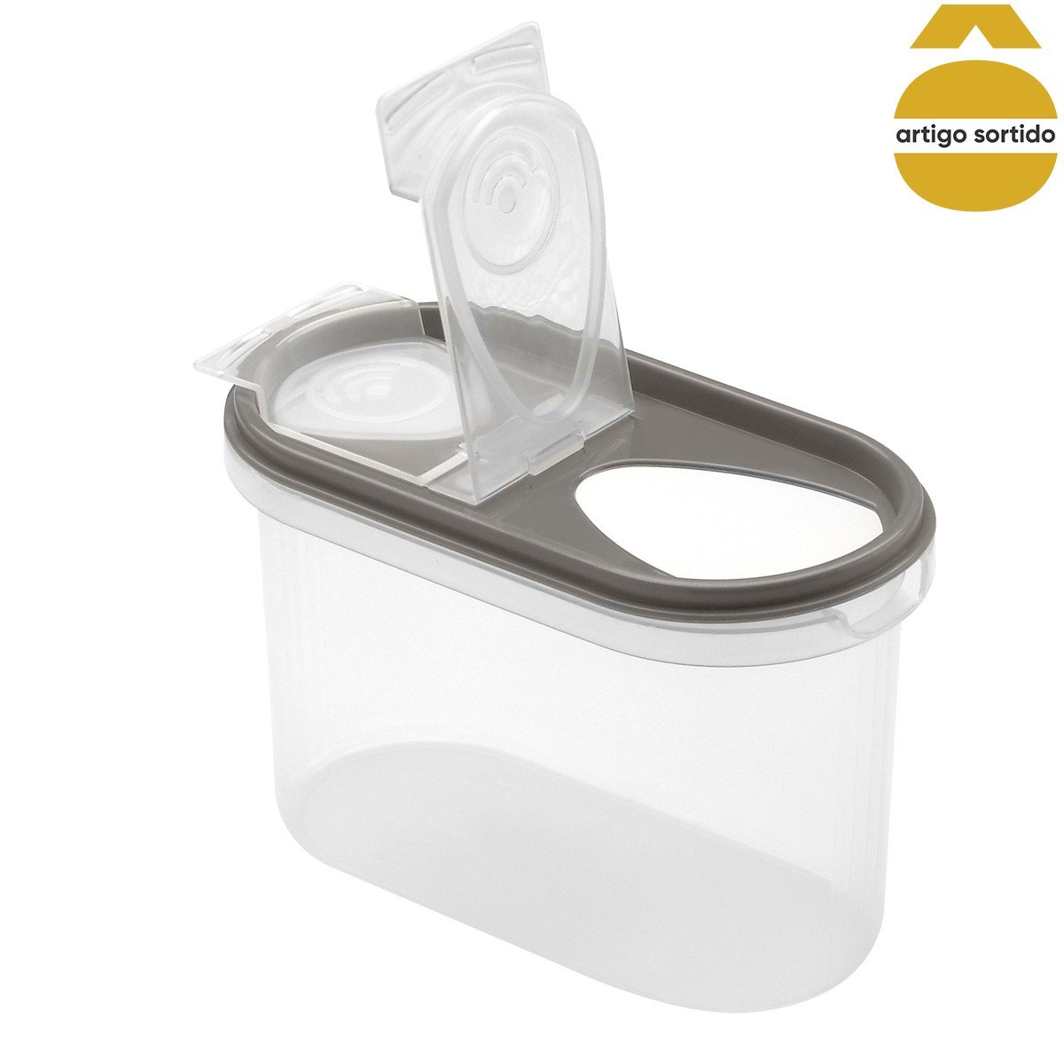 Caixa pl&aacute;stica oval com 2 aberturas 1l