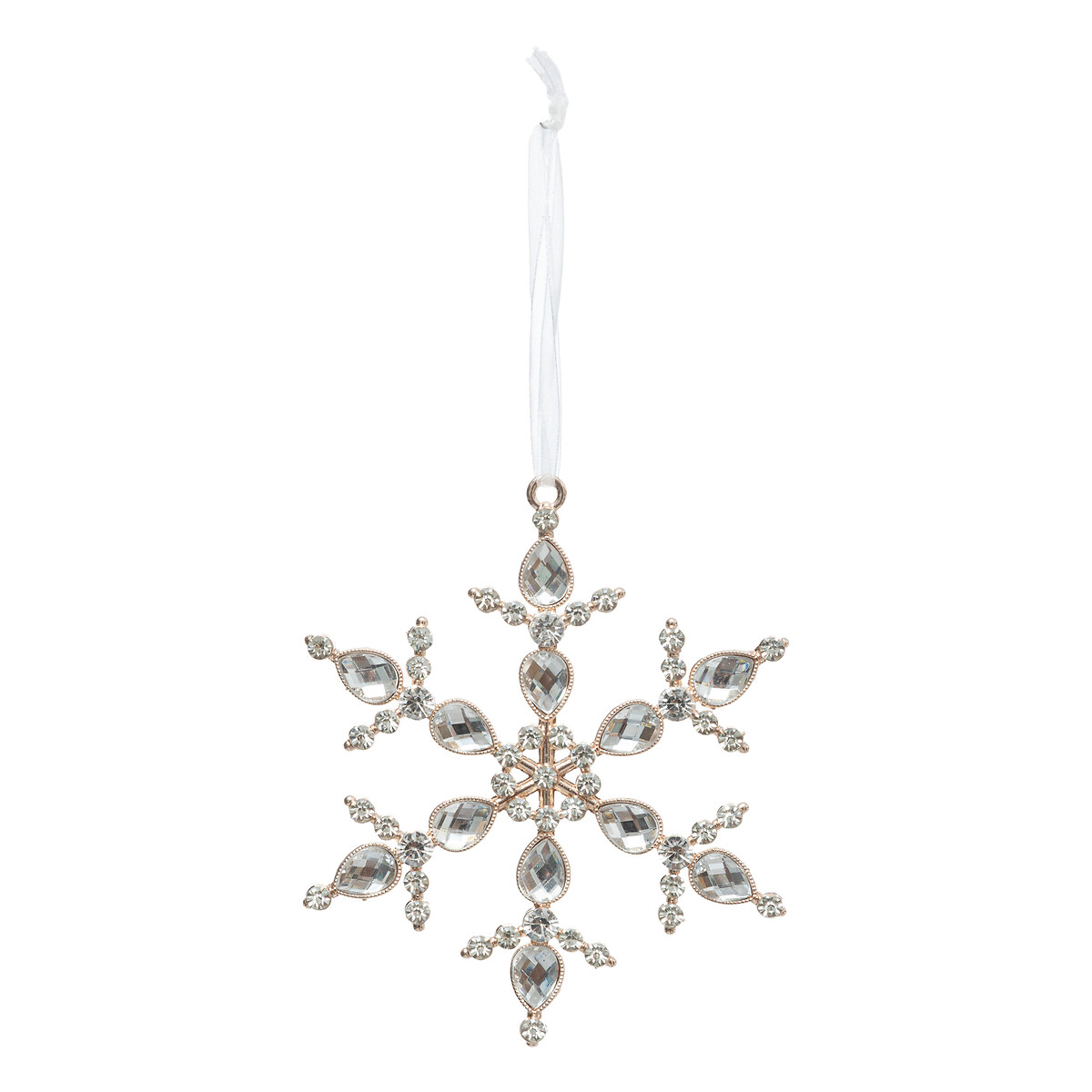 Pendurante em forma de floco de neve com cristais 12cm