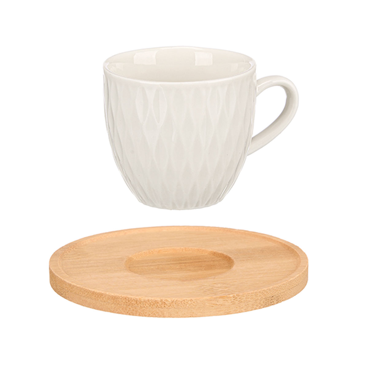 Conjunto de 6 ch&aacute;venas de caf&eacute; com base bambu