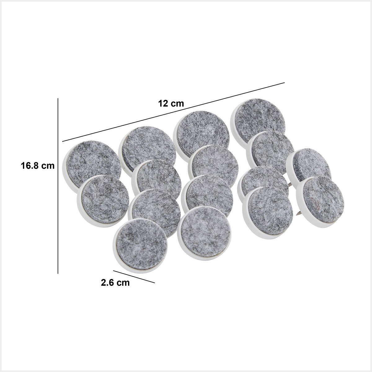 Conjunto de 16 Protetores de ch&atilde;o Cinzento