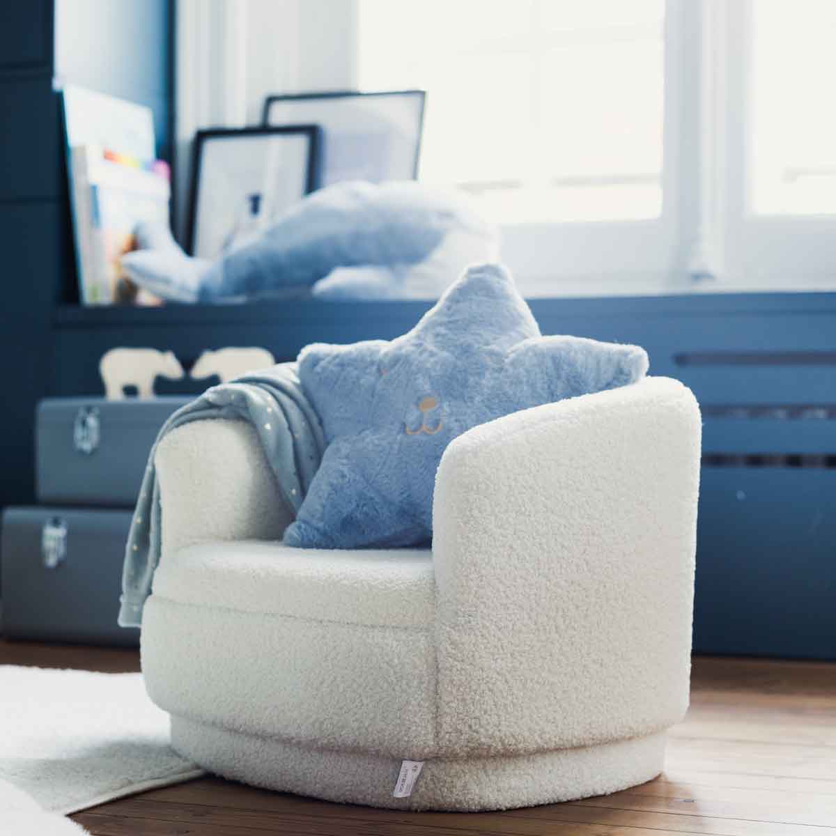 Poltrona SKY pelo boucl&eacute; branco