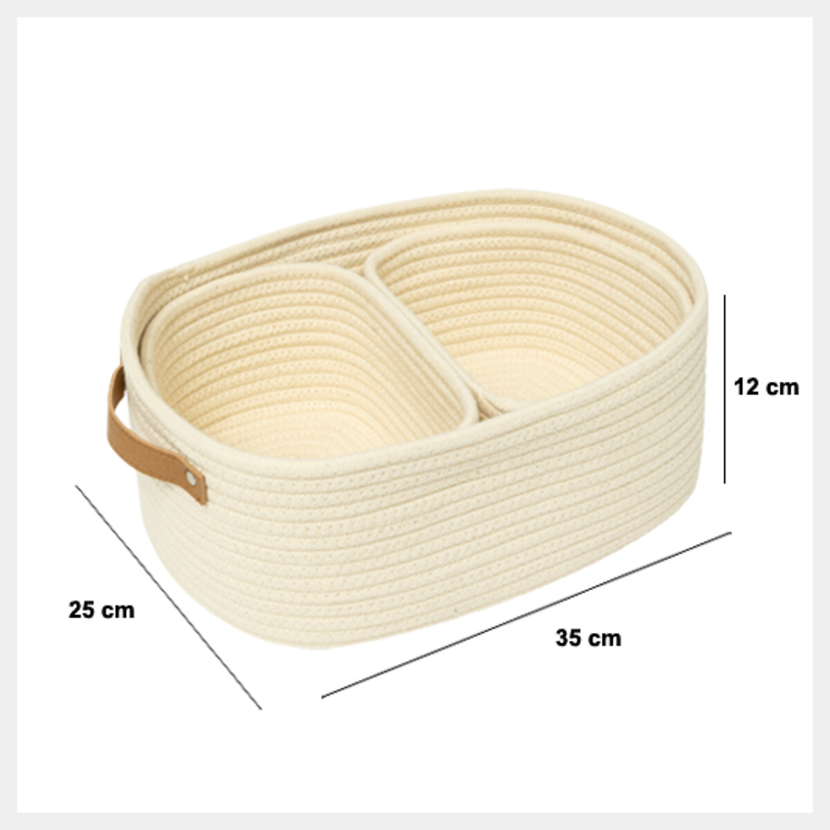 Conjunto de 3 cestos de arruma&ccedil;&atilde;o bege DUO