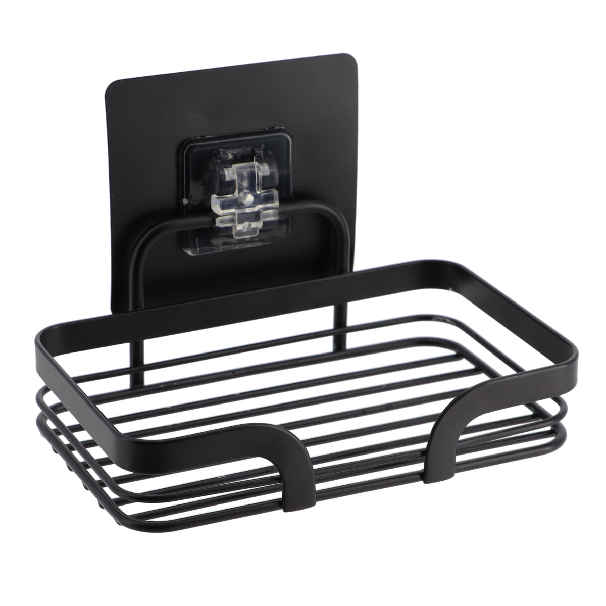 Saboneteira preta em metal com adesivo