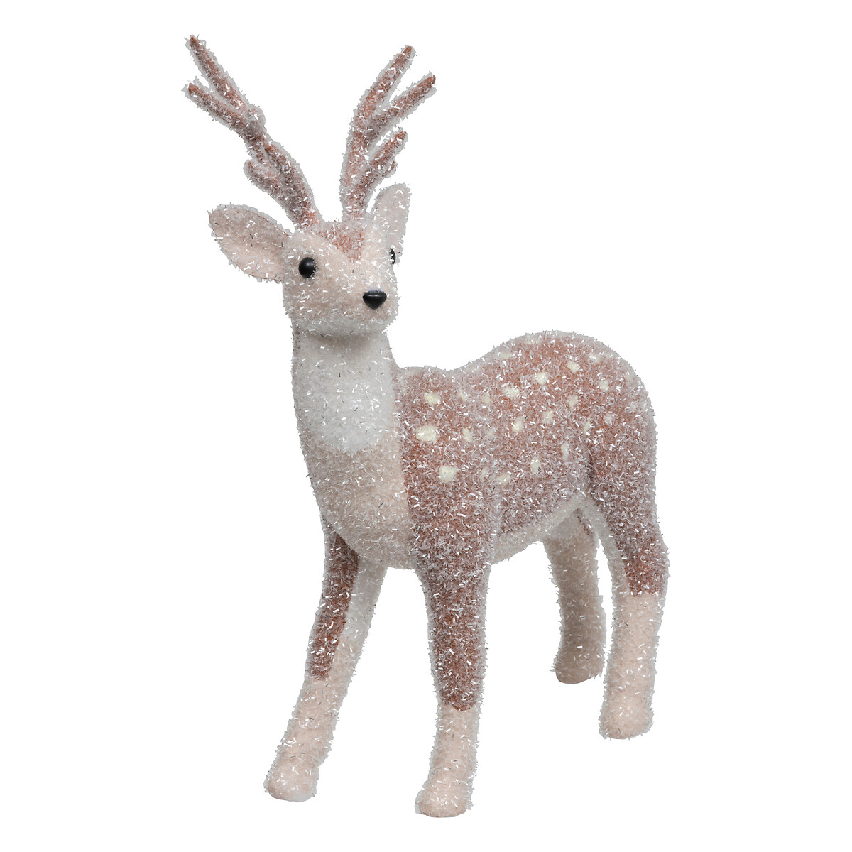 Figura de rena com neve castanha e branca 41x17x57cm