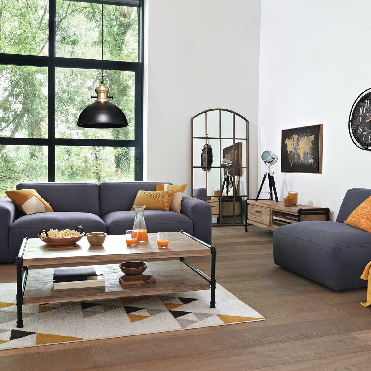 Candeeiro de teto em metal preto FLOWER