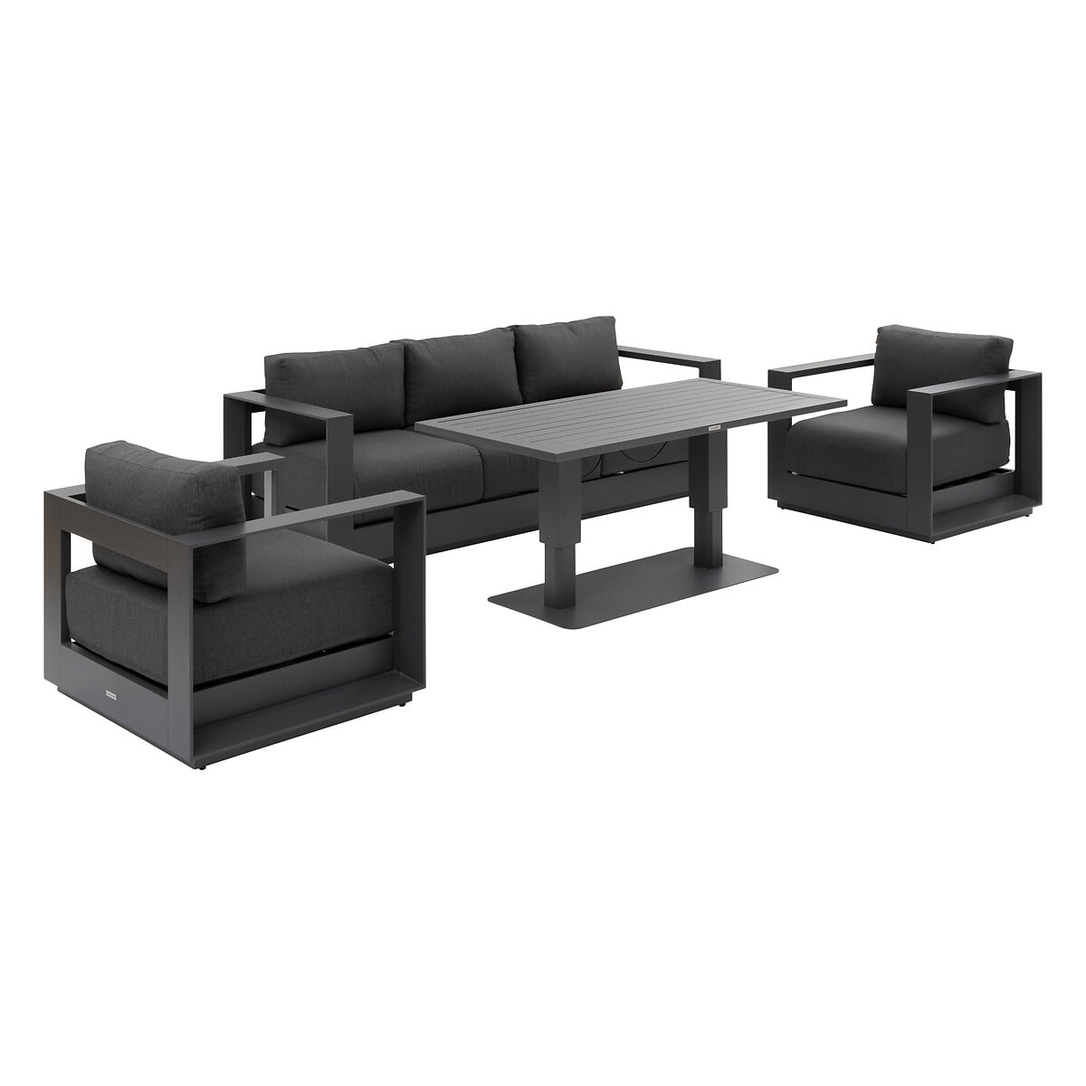 Mesa de centro SALIMIA elev&aacute;vel cinza escuro