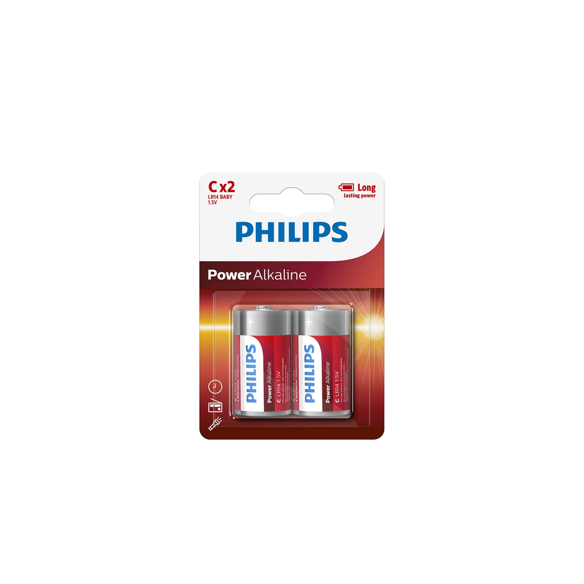 Conjunto de 2 pilhas alcalina Philips power life lr14