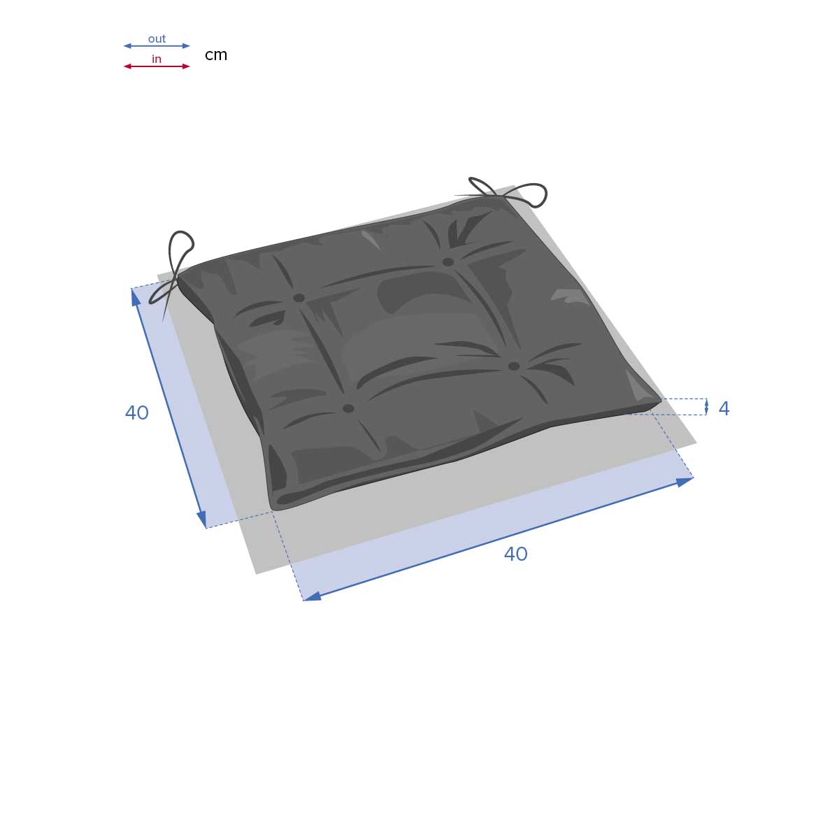 Coxim KORAI  blé 4 pontos para cadeira exterior,  Coxim KORAI  blé 4 pontos para cadeira exterior