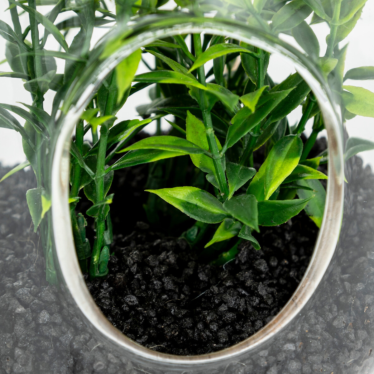 Terr&aacute;rio em vidro com plantas artificiais NALY