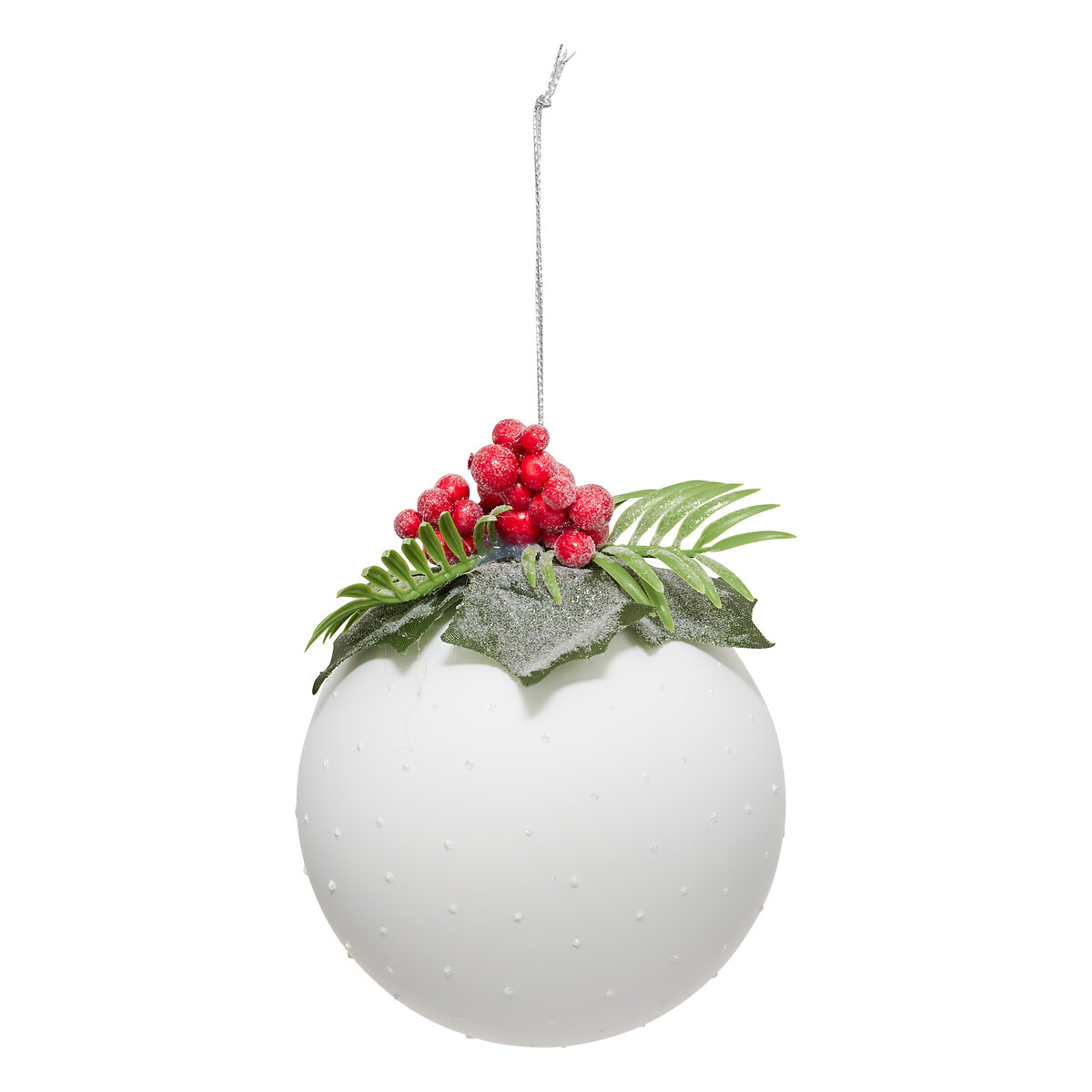 Bola de natal de azevinho e bagas 10cm