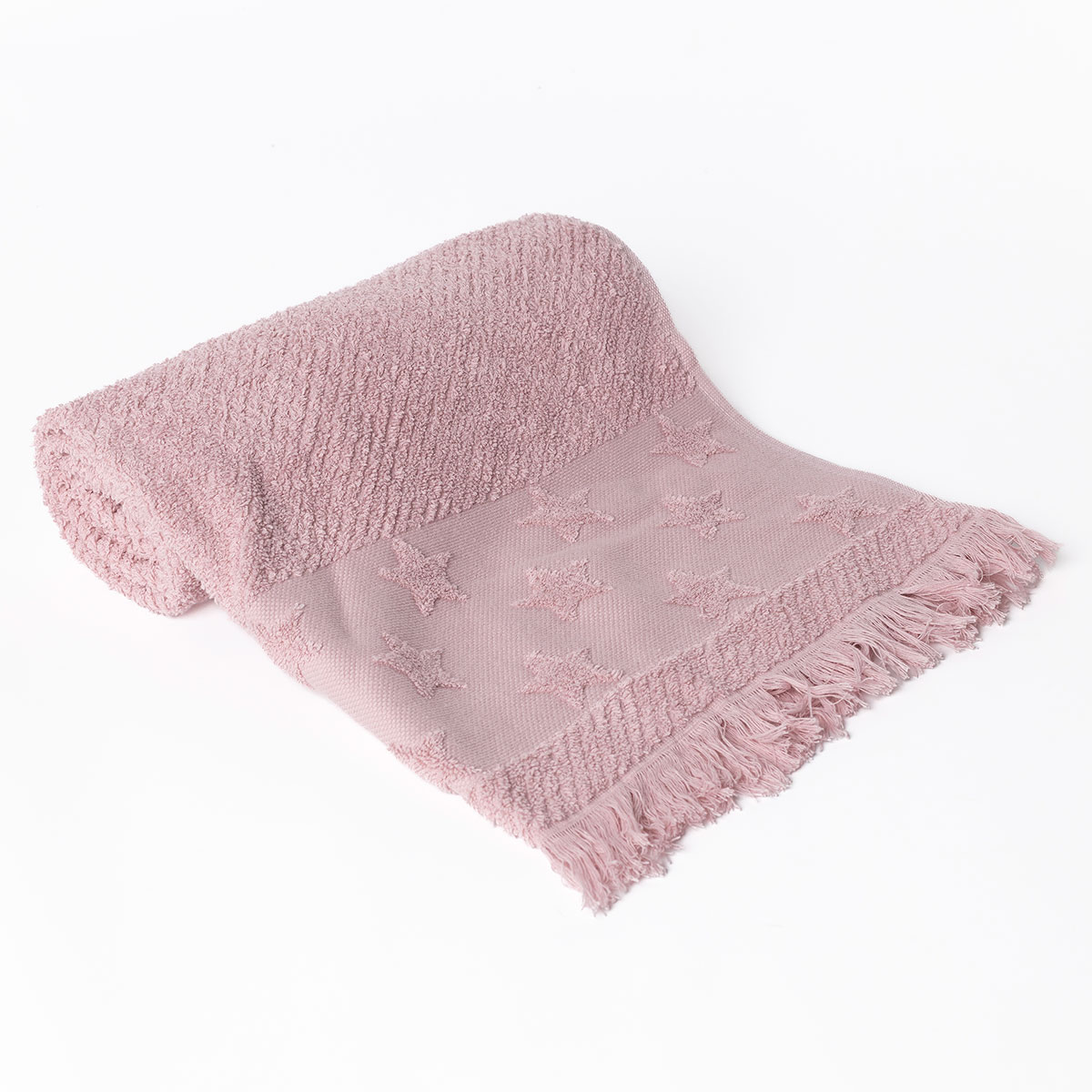 Toalha de m&atilde;os rosa com estrelas 50x90cm
