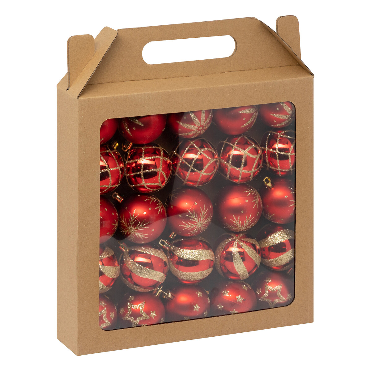 Conjunto de 25 bolas de natal vermelho e dourado 6cm