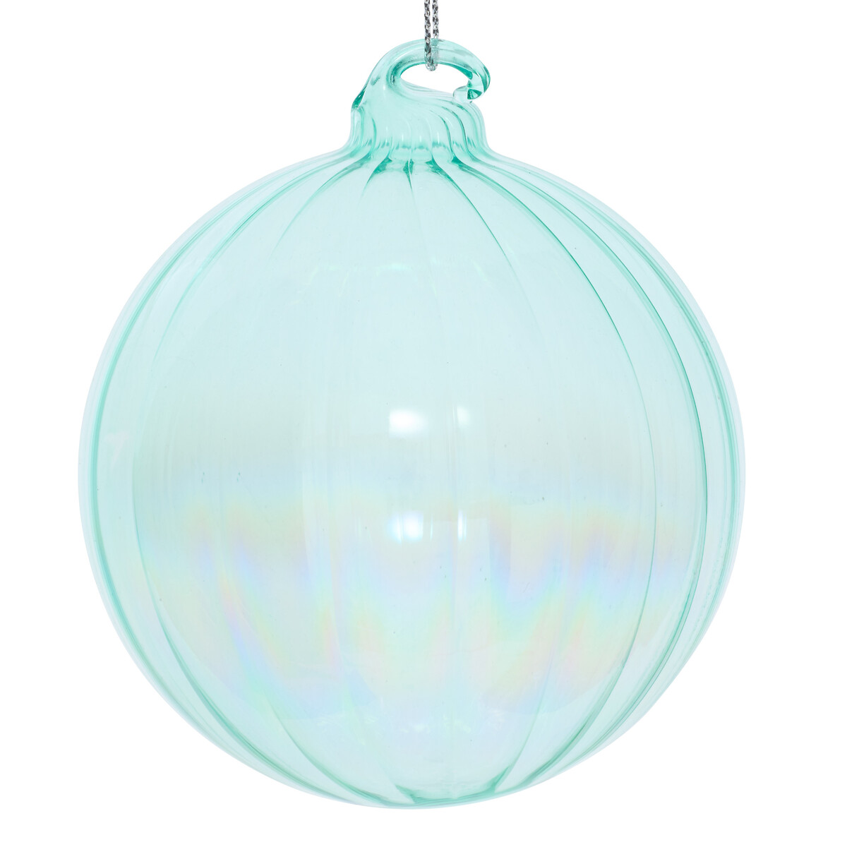 Bola de natal riscas azul 8cm